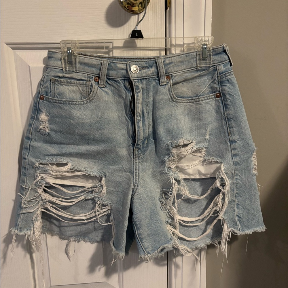 American Eagle Outfitters Ripped Light Blue Jean Shorts